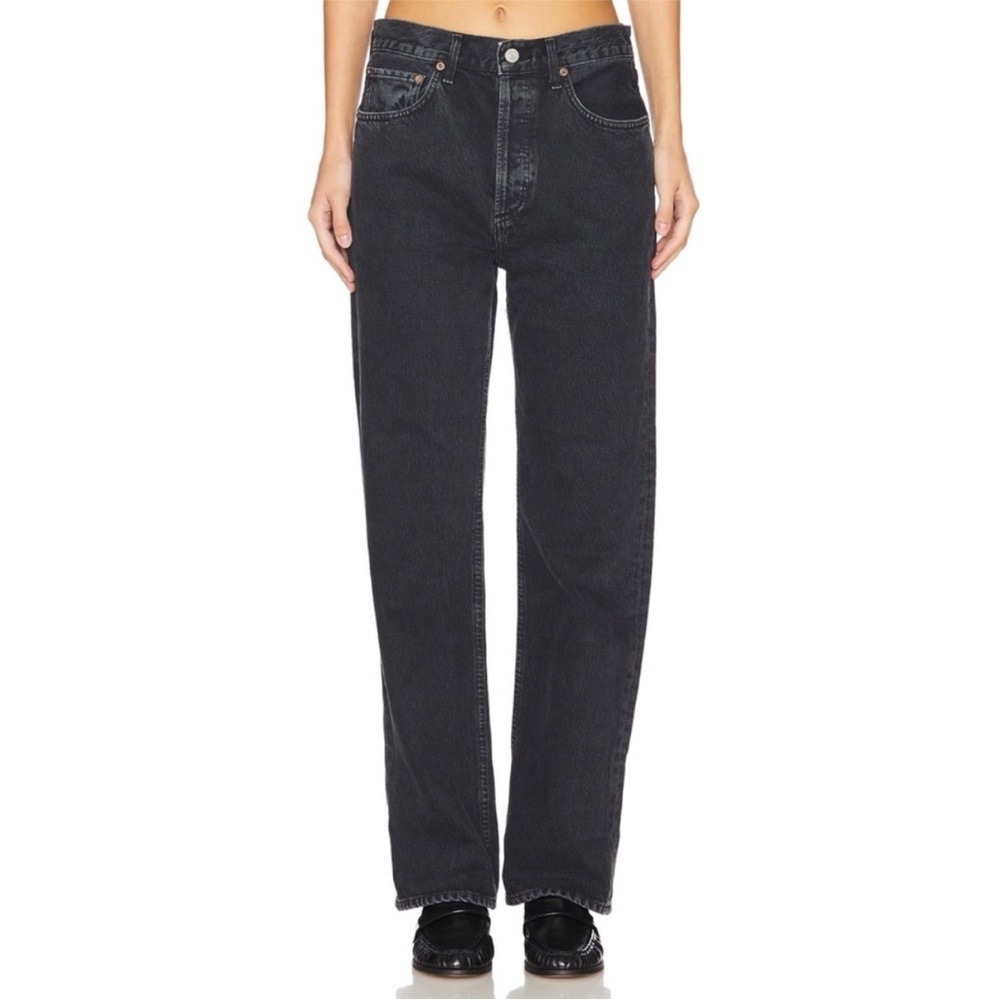 NWT AGOLDE FRAN JEAN LOW SLUNG EASY‎ STRAIGHT in Black Tea Sz 26 - Picture 2 of 14